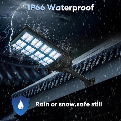 8000W Solar Street Lights Outdoor Waterproof, Dusk to Dawn Solar Lights Outdoor with Motion Sensor and Remote Control for Yard, Parking Lot, Garage, Street, 3 Pack
