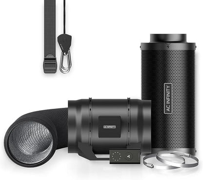 AC Infinity Air Filtration Kit 8”, CLOUDLINE LITE Inline Fan and Carbon Filter Combo, Cooling and Ventilation System for Grow Tents, Hydroponics, Indoor Gardening