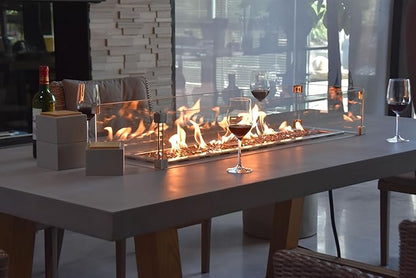 Elementi | Bundle Sonoma Gas Fire Pit Cast Concrete Rectangular Dining Fire Table, Outdoor Fire Pit Electronic Ignition | Canvas Cover, Lava Rock Included | Propane Gas