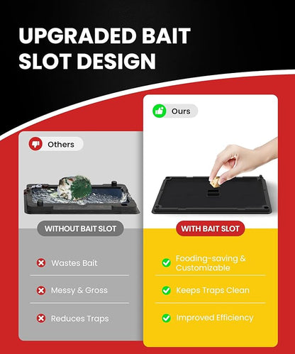 Sticky Mouse Traps Indoor for Home – 6 Pack Rat Glue Traps with Bait Slot, Pet Safe Rodent Catcher for Garage, Kitchen - Catches Snakes, Roaches, Spiders, Lizard, Non-Toxic, Medium Size