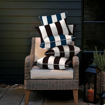 LVTXIII Set of 2 Patio Throw Pillows Waterproof 16"x16" Fade Resistant Outdoor Throw Pillows with Inserts, Fluffy Decorative Garden Toss Pillow Cushions for Home Patio Coach Sofa Use, Cabana Black