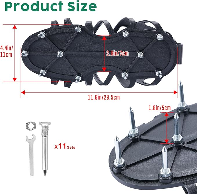 Professional Lawn Aerator Shoes with Spiked Design &Adjustable Wrap Lacing-Flexible Bendable Sole for Natural Walking,Ergonomic Gardening Tools for Professional Landscapers & Homeowners