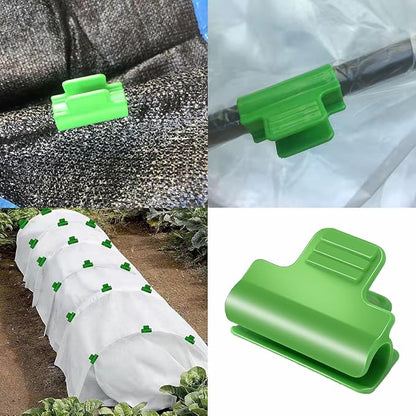 24pcs Greenhouse Clamps Hoops for 10-12mm PVC Pipe Tubes, Greenhouse Film Clamps Shading Net Rod Clip Garden Hoops for Row Cover, Greenhouse Plastic Sheeting Support, Green (11mm)