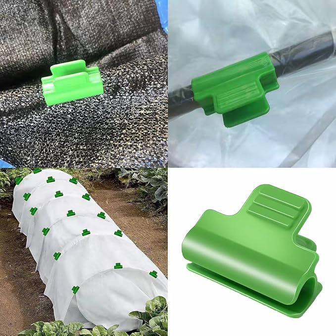 24pcs 19mm Garden Hoops for Netting, Greenhouse PVC Tube Clip for 18-20mm Poles, Garden Buildings Shading Net Rod Tube Clip Film Row Fixing Cover Tunnel Hoop Clips, Non-Slip, Green