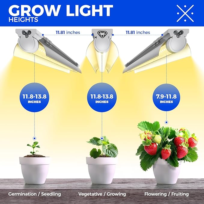 Barrina Plant Grow Light, 252W(6 x 42W, 1400W Equivalent), Full Spectrum, LED Grow Light Strips, T8 Integrated Growing Lamp Fixture, Grow Shop Light, with ON/Off Switch, 6-Pack