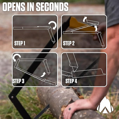 AGAWA - BOREAL21 Backwoods Kit - Includes 21" Folding Saw, Leather Sheath, 21" All-Purpose & 21" Aggressive Saw Blade - For Camping, Hunting & Survival Kit (Black Frame/Yellow Handle)