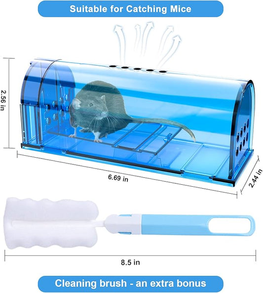 6 Pack Live Mouse Traps No Kill, Humane Mouse Traps Indoor for Home, Reusable Mice Trap Catcher for House & Outdoors