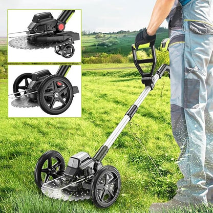 4 in 1 iToolMax Cordless Grass Trimmer, Electric Weed Wacker Cordless, Weed Eater Battery Powered with 2 Batteries, Brush Cutter & Grass Trimmer & Lawn Edger & Four-wheel Assist with 3 Types of Blades