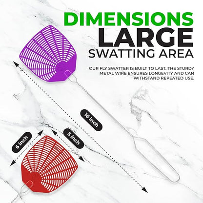 Supreme Bug & Fly Swatter 6-Pack – Braided Metal Handle 6 Pack Fly Swatters, Multi Pack Colors, – for Indoor/Outdoor – Flyswatter
