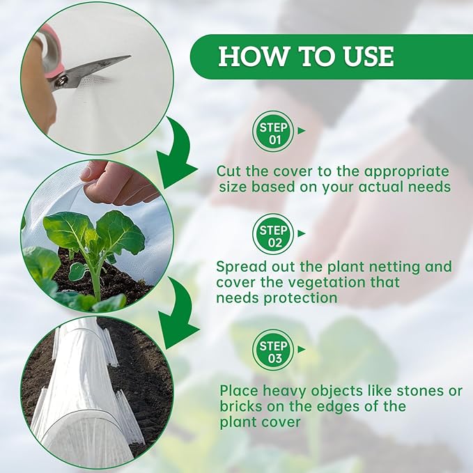 Plant Covers Freeze Protection 10 ft x 33 ft Fabric Frost Cloths for Outdoor Plants 1oz/yd² Floating Row Plant Blankets for Winter Frost Sun Protection