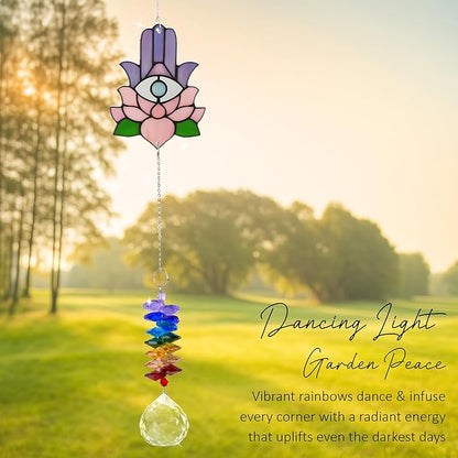 1 Layered Ornament Suncatcher - Hamsa Hand - Spiritual Protection Gift - Hand of Fatima Keepsake - Christmas Birthday Presents for Women, Men - Boho Home Decoration - Protection Hanging Decor