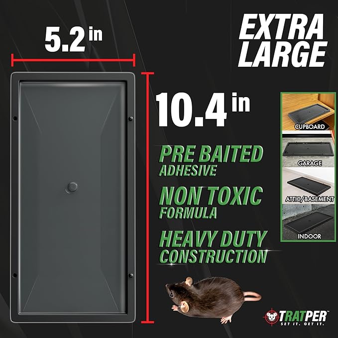 Glue Traps for Mice,Rat,Mouse,Snake,Lizard,Insect. 12 Pack. Extra Strength,Pre-Baited Adhesive.Heavy Duty Plastic Tray.Non-Toxic,Chemical-Free Pest Control for Home. 12Pack