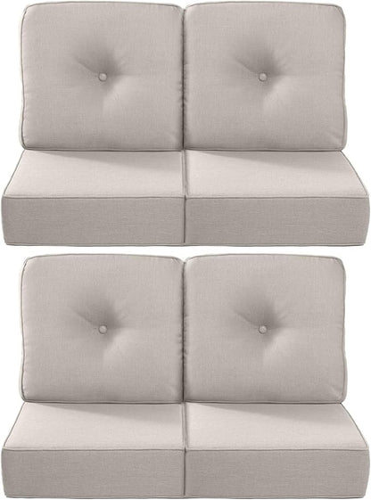 Luxury 22x24/22x25 6-Inch Outdoor Chair Cushions Set of 4 - Heavy Duty Water Repellent Comfortable Cushion for Patio Furniture Dining Gliding Rocking Chair Loveseat L-Shape Sofa - Beige
