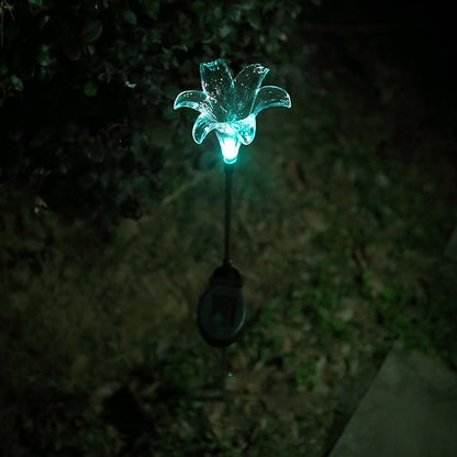 CANDLE CHOICE Solar Powered Landscape LED Lights Outdoor Waterproof Color Changing Garden Figurine Stake Lights for Outside Yard Lawn Flower Beds Plant Path Christmas Decorations 2 Pack Lily