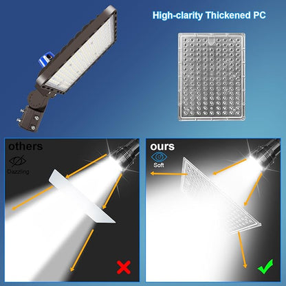 ledmo 350W LED Parking Lot Light Adjustable Slip Fit Mount LED Parking Lights Photocell Super Bright Waterproof Outdoor Street Commercial Area Lighting 52500lm 3 Pack for Sport Yard Stadium