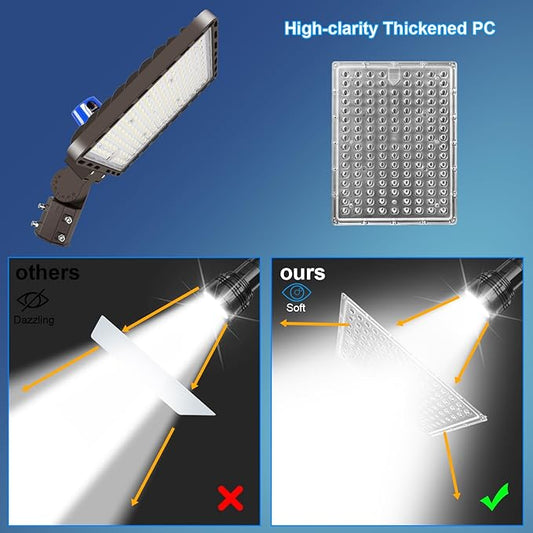 ledmo 350W LED Parking Lot Light Adjustable Slip Fit Mount LED Parking Lights Photocell Super Bright Waterproof Outdoor Street Commercial Area Lighting 52500lm 3 Pack for Sport Yard Stadium
