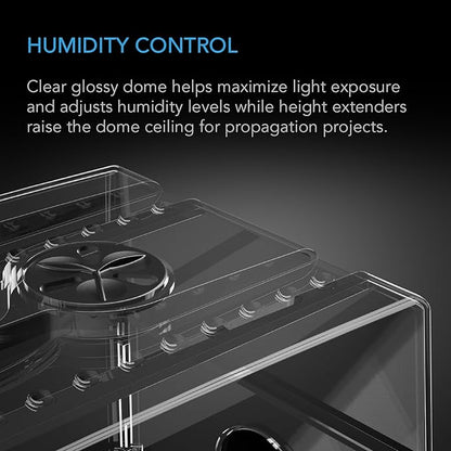 AC Infinity Large Humidity Dome, Heavy-Duty Germination Kit with 3 mm Thick Clear Dome, Sturdy Drip Tray, 6x12 Cell Seedling Tray, and Vented Height Extension Panels, for Seed Starting, Cloning Plants