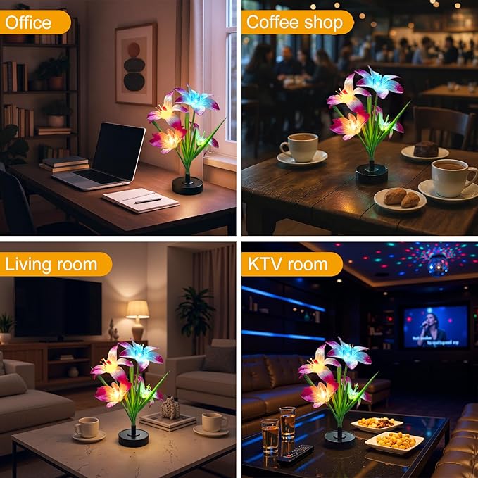 Solar Flowers Lights - Upgraded Outdoor Lily Flowers Lights, 7-Color Changing & Waterproof Outdoor Solar Lights for Garden, Patio, Backyard,Party and Office (Lily, 2)