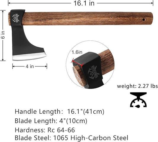 Professional Throwing Axes, 16.1" Throwing Tomahawk Axe with 1065 High Carbon Steel & Wooden Handle, Perfect for Axe Throwing Game for Backyard, Competition and Recreation