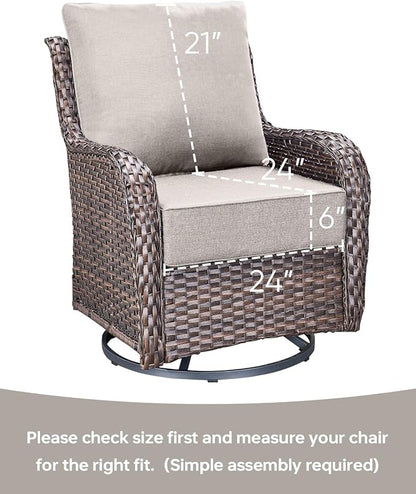 Luxury 24x24x6 Inch Outdoor Furniture Cushions Set of 6 - Comfortable Deep Seat Patio Zipper Chair Cushion for Outside Wicker Dining Rocking Swivel Chairs Loveseat Couch Sectional Sofa - Beige