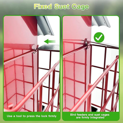 Bird Feeders for Outdoors Hanging, Metal Bird Feeder with Double Suet Cage Cake, Large Capacity, Birdfeeders Sturdy & Weatherproof, Easy to Clean & Refill, Great for Attracting Wild Birds