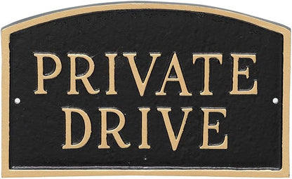 Montague Metal Products SP-12S-BG Private Drive Arch Statement Plaque, Standard, Black and Gold
