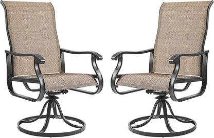 Amopatio Patio Swivel Chairs Set of 2, Outdoor Swivel Rocker Dining Chairs with All Weather Textilene High Back & Metal Frame, for Backyard Deck Lawn Garden, Brown