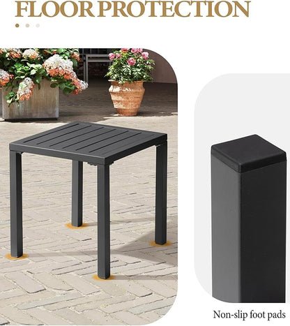 Crestlive Products Aluminum Outdoor Side Table, Pool Lounge Chair Side Table, Weather Resistant Small Square Coffee End Table for Patio, Yard, Garden, Porch, Deck, Indoor, Outdoor