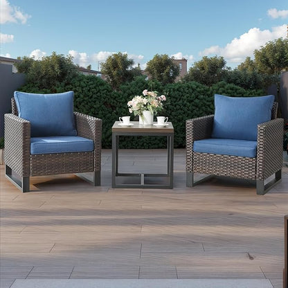 HUMMUH 6 Piece Patio Furniture Outdoor Sectional Sofa Set All-Weather Wicker Outdoor Chairs with End Table Ottomans for Patio,Porch,Garden,Backyard