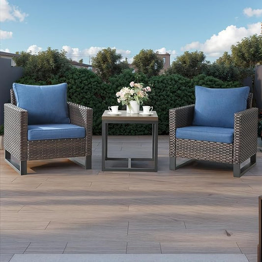 HUMMUH 6 Piece Patio Furniture Outdoor Sectional Sofa Set All-Weather Wicker Outdoor Chairs with End Table Ottomans for Patio,Porch,Garden,Backyard