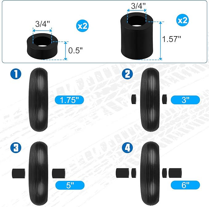 4.00-6 Flat Free Wheelbarrow Tires and Wheels, 13 Inch Wheelbarrow Tires with 5/8" or 3/4" Bearings, 1.75'' Centered Hub Hand Truck Solid Wheels Replacement for Hand Trucks, Dolly Trolleies