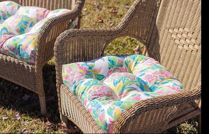 RSH DECOR: 3-Piece Wicker Tufted Cushion Set | 41” x 19" & 19" x 19" | All-Weather Spun Fabric | Water Resistant | Outdoor Loveseat & U-Shape Cushions for Patio Furniture | Charcoal Grey (Gray)