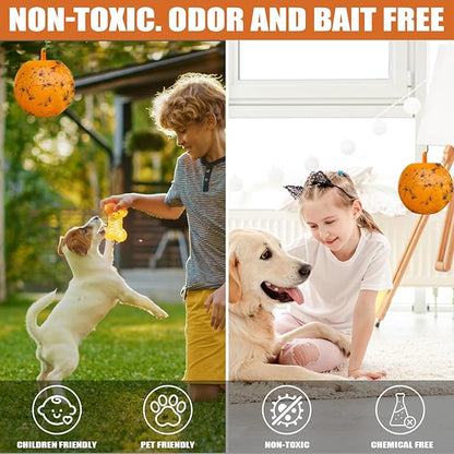 Fly Sticky Ball Fly Trap Outdoor, 6 PCS Fly Traps Ball Indoor, Hanging Sticky Bugs Gnat Ball for Garden Plants Trees Flies Gnat Wasp Bugs