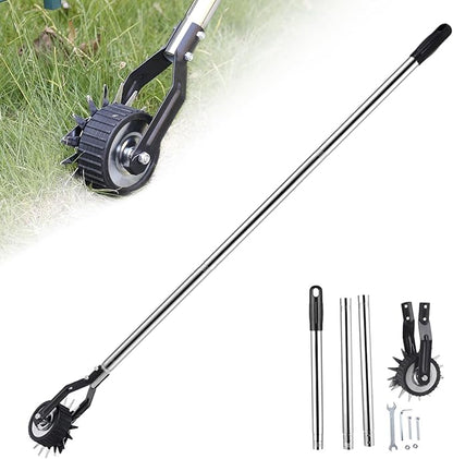 Edger Lawn Tool, 53.2 inch Manual Lawn Edger with 3 Sections Stainless Steel Handle, Rotary Grass Edger Tool with Wheel, Garden Edger for Landscaping Sidewalk Yard