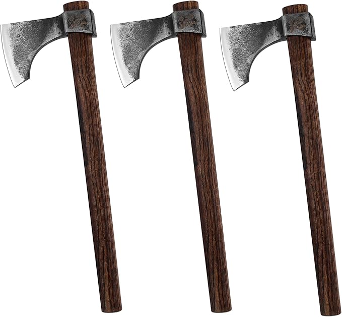 18.9" Throwing Axe, 3Pack Throwing Tomahawk with 1065 High Carbon Steel and Beech Wooden Handle, Well Balanced Great for Axe Throw ing Game, Competition and Recreation