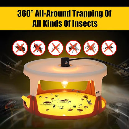 4 Pack Flea Traps for Inside Your Home, Flea Light Trap for Indoor Flying Insect Control Trapper with 12 Bulbs, 12 Sticky Pads Refills Bed Bug Trap for House Indoor