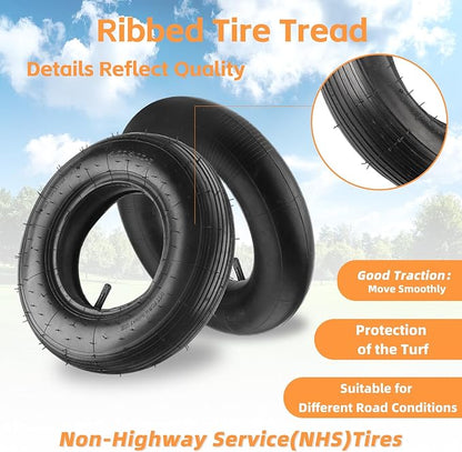 (1-Set) RRQ 4.80/4.00-8" Tire and Inner Tube Set, Universal Replacement Pneumatic Tires, Fits 15.5-inch wheels, TR-13 Straight Valve Stem, for Wheelbarrows, Dollies, Trolleys, Garden Carts and More