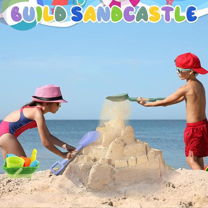 Wood Handle Beach Shovel for Kids Digging, Sand Spade Sandbox Toy for Kids 4-12, Safe Plastic Garden Backyard Planting Tools Sturdy Scoop for Boy Girl, Travel Beach Toy Summer Fun Birthday Gift