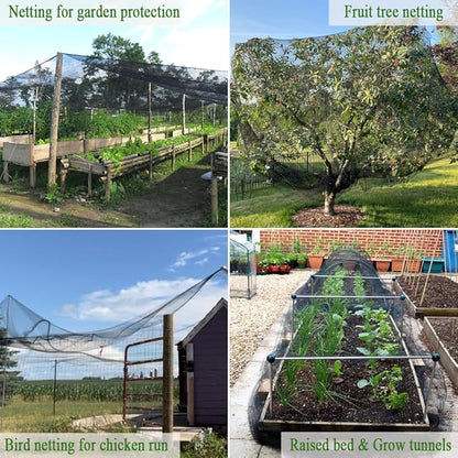 50X50 FT Bird Netting for Chicken Coop, 1 in Mesh, Woven Chicken Netting Roof Mesh Cover Garden Protection for Vegetables, Blueberry, Strawberry Plants, Fruit Trees.
