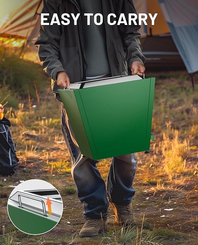 LEGACY HEATING Smokeless Fire Pit, Portable Outdoor Firepits 20 inch, Carry Handle for Backyard Patio Camping Bonfire, Stainless Steel, Ideal for 4-8 People, 32.19 lbs, Green, Cyberpit One