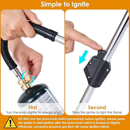 Weed Torch Propane Burner,Blow Torch Weed Burner with Self Igniting(Turn the Knob Slightly Before Ignition),Anti-slip Rubber Handle for Weeding,Melt Ice,Charcoal Starter-Fuel Not Included