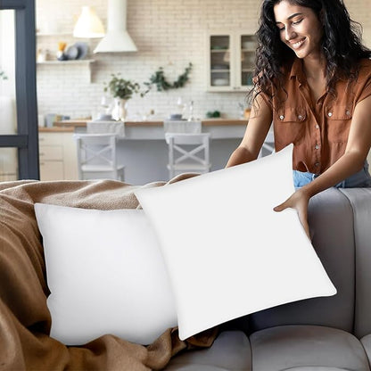 Covers & All Premium Rectangle ThrowPillow Inserts with Covers Set of 4, 16 x 24 Inches White, Decorative Cushions for Couch Sofa Home Decor Office Travel UV Resistant Waterproof Soft Cushions Pillows