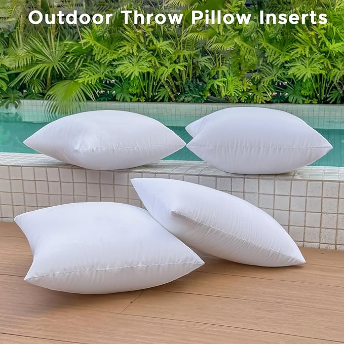12 x 20 Outdoor Pillow Insert Set of 4 Small Lumbar Patio Furniture Pillows for Porch Couch Fall Throw Pillow Inserts Premium Decorative Stuffer Pillows Waterproof Rectangle White Cushion