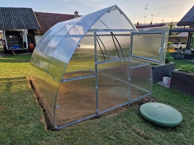 Classic Arch Polycarbonate Greenhouse Kit – 0.23" Twin-Wall Polycarbonate Panels, Heavy-Duty Galvanized Steel Frame, Expandable Outdoor Greenhouse for All Seasons,(Clear, 3 x 6 m) (18 m2)