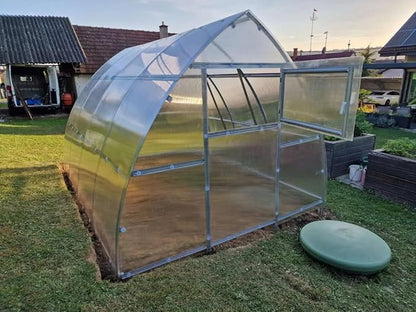 Classic Arch Polycarbonate Greenhouse Kit – 0.23" Twin-Wall Panels, Heavy-Duty Galvanized Steel Frame, Weather-Resistant, Expandable Outdoor Garden House for All Seasons (Clear, 3 x 12 m (36 m2))