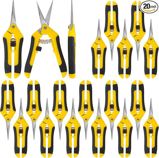 20 Pack 6.5 Inch Garden Pruning Scissors, Hand Pruner with Stainless Steel Blades, Sharp Point Gardening Shears Cutter, Gardening Pruning Shear, Supplies & Accessories(Yellow)