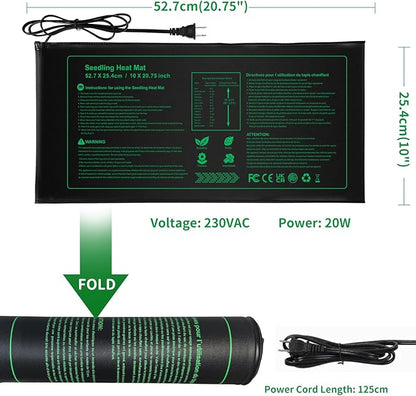 NAMOTEK Seedling Heat Mat, 10" x 20.75" Waterproof Plant Heating Mat, Warm Hydroponic Heating Pad for Indoor Home Gardening Seed Starter,Germination, Greenhouse