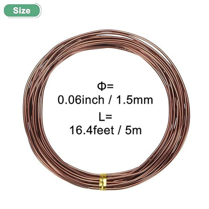 1.5mm Bonsai Training Wire, 16.4 Feet Total Anodized Aluminum Bonsai Wires for Bonsai Tree Shaping/Branches Fixing/Trunk Holding/DIY Crafting [Bronze]