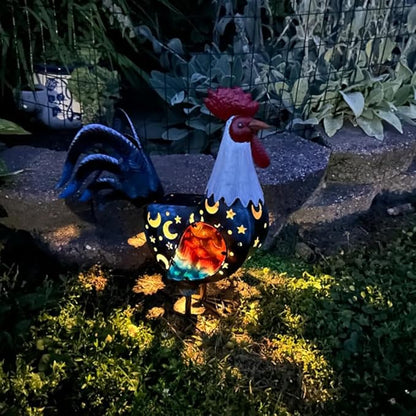 LIFFY Metal Rooster Yard Decor,18" Solar Rooster Outdoor Decor with LED Lights,Chicken Home Decorative Ornaments,Garden Statues for Outside Patio Backyard Landscape Lawn