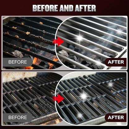 Steam Grill Brush Bristle Free, Safe Cleaning BBQ Grill Brush with Scraper, Replaceable & Dishwasher-Safe Scrub Head, Grill Cleaner Tool with Durable Ergonomic Handle, Red